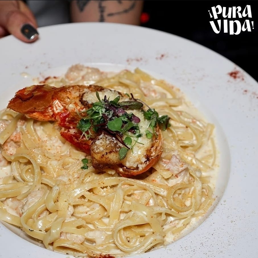 Lobster Tail Fettuccine Pasta.